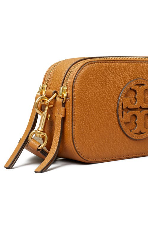 Shop Tory Burch Mini Miller Leather Crossbody Bag In Classic Chestnut