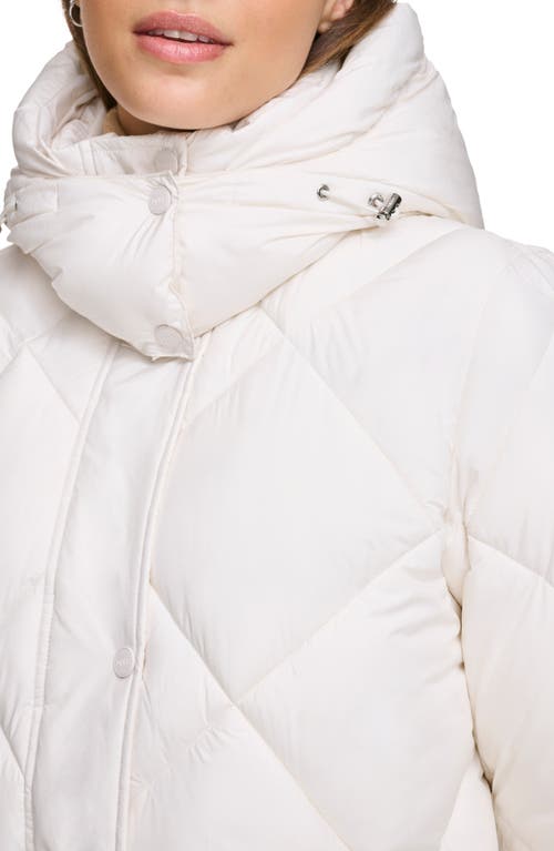 Dkny Women's Diamond Quilted & Hooded Puffer Coat In Pearl