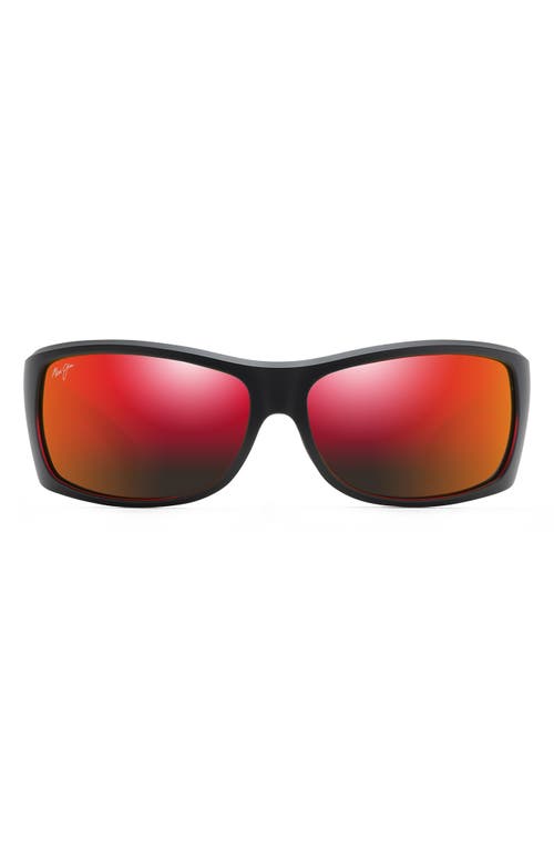 Maui Jim Equator 64.5mm Polarized Sunglasses in Matte Black With Red at Nordstrom