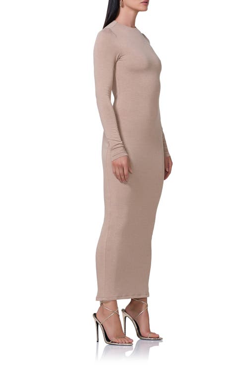 Shop Afrm Juniper Long Sleeve Body-con Dress In Heather Taupe