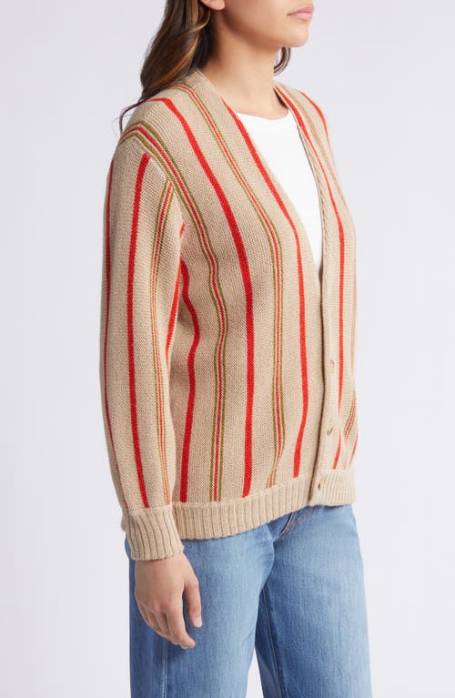 Shop The Great . The Everett Stripe Baby Alpaca Cardigan In Oatmeal Heritage Stripe