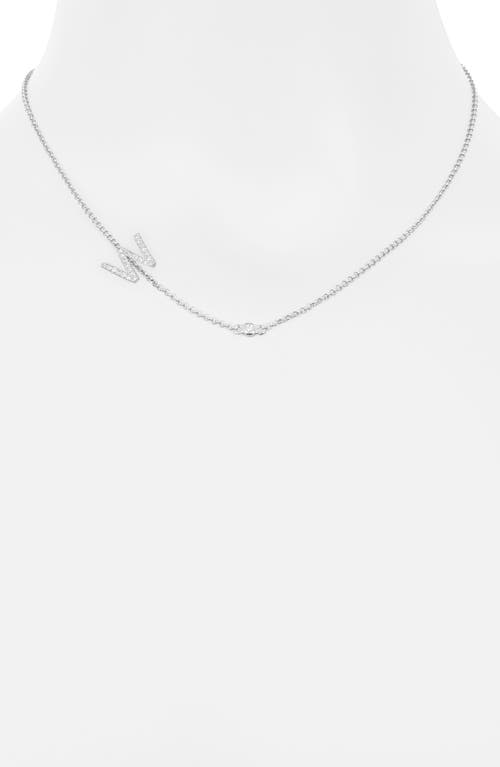 Meshmerise Bezel Diamond Initial Chain Necklace In White-w