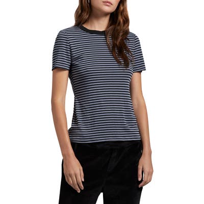 Michael Stars Stripe Crewneck Tee, Size One Size - Brown