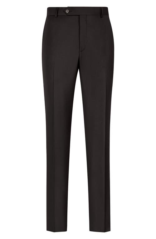 Flat Front Super 130s Wool Pants in Black