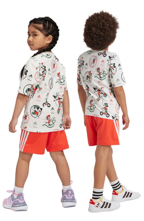 Shop Adidas Originals Adidas X Disney Kids' Mickey & Friends Allover Print T-shirt & Shorts Set In Off White/multicolor