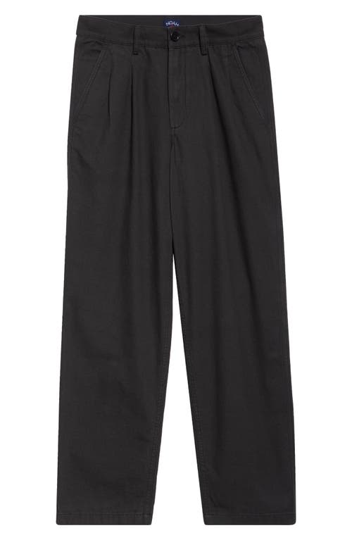 Noah Double Pleat Cotton Pants In Black