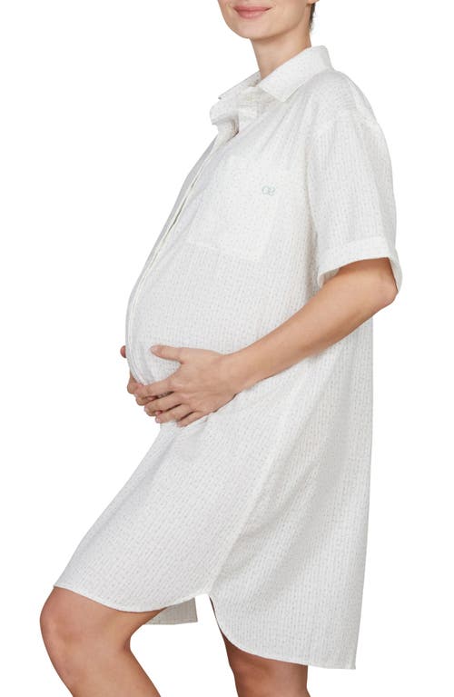Cache Coeur Paulette Maternity/Nursing Organic Cotton Nightgown in White/Green