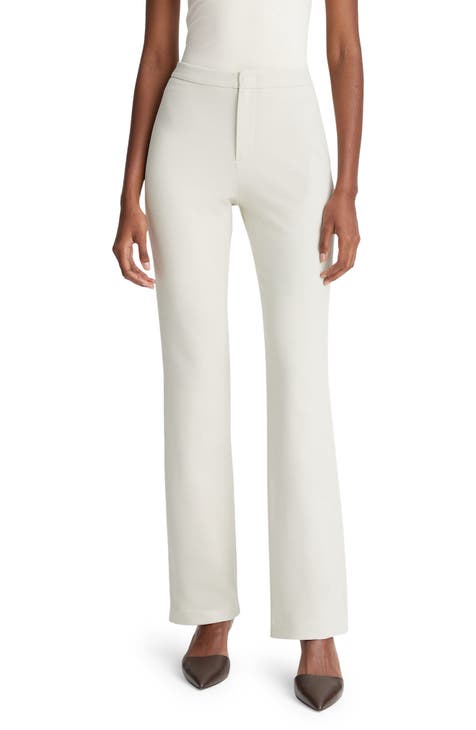 Lucy - White High Waisted Kick Flare Trousers, Trousers