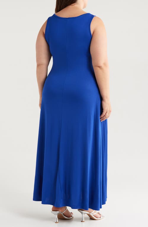 24seven Comfort Apparel Stretch A-line Tank Dress In Lapis