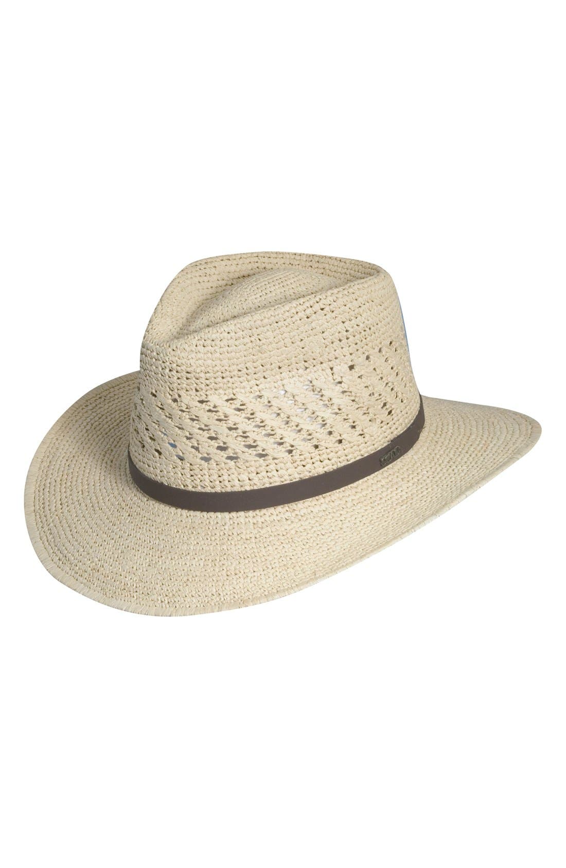 UPC 016698783552 product image for Men's Scala Straw Outback Hat, Size Small/Medium - White | upcitemdb.com