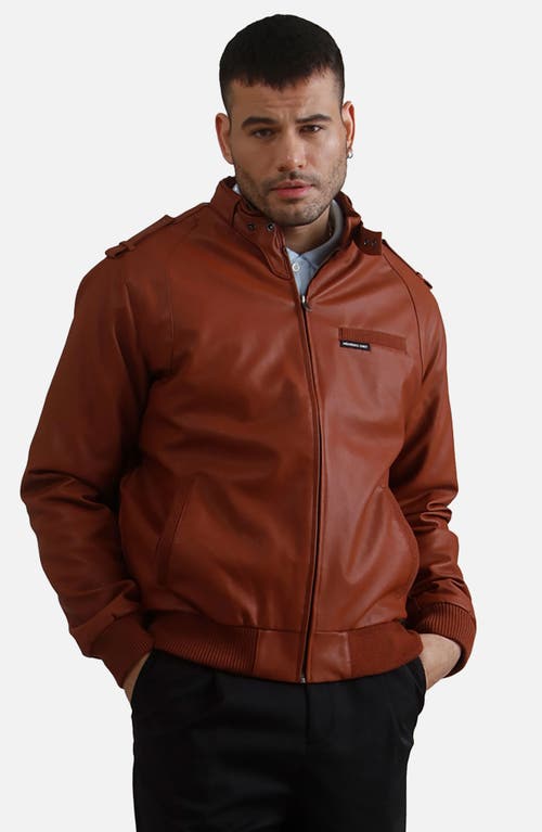 Shop Members Only Faux Leather Iconic Racer Jacket In Cognac