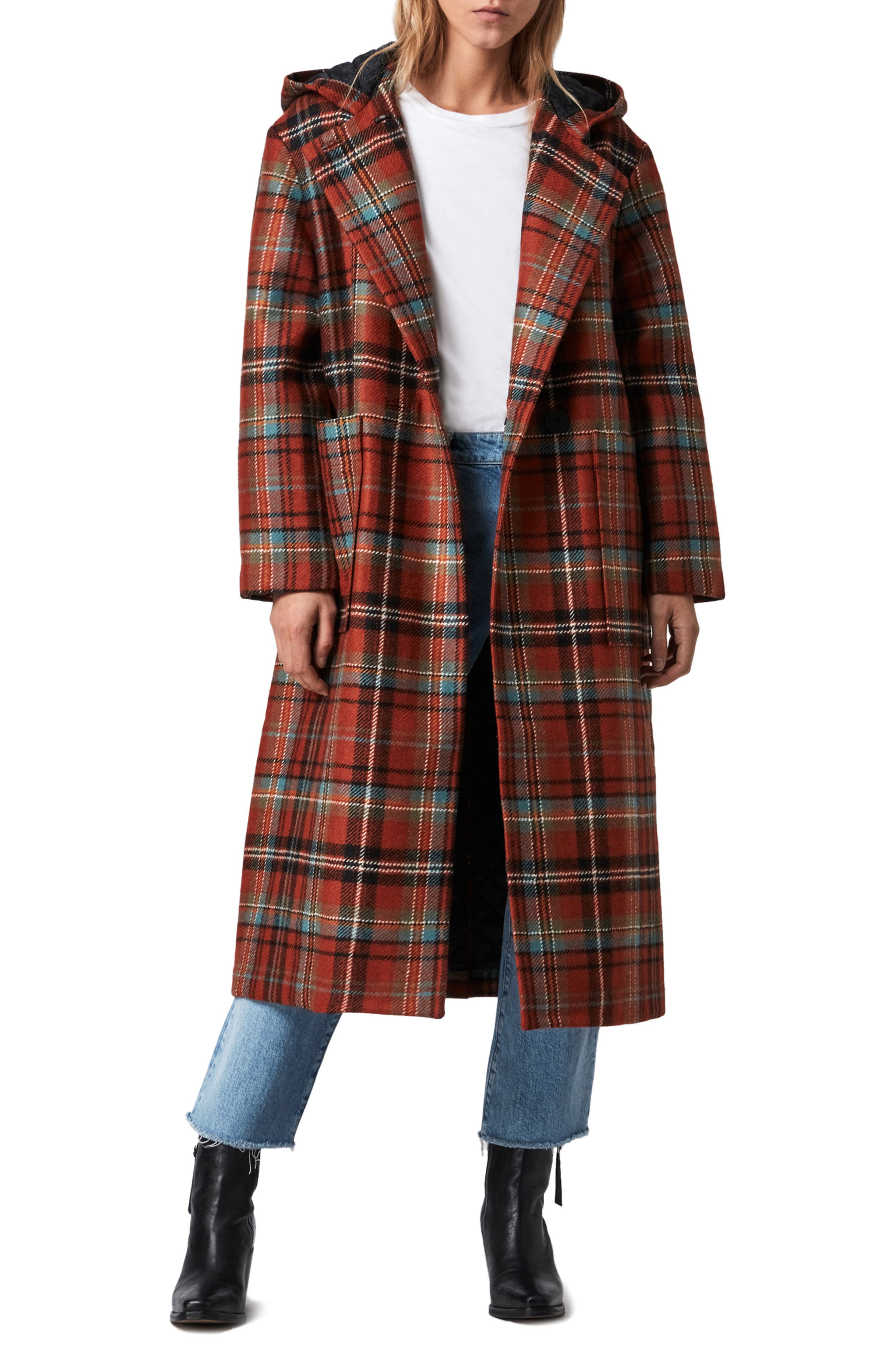 orange plaid coat