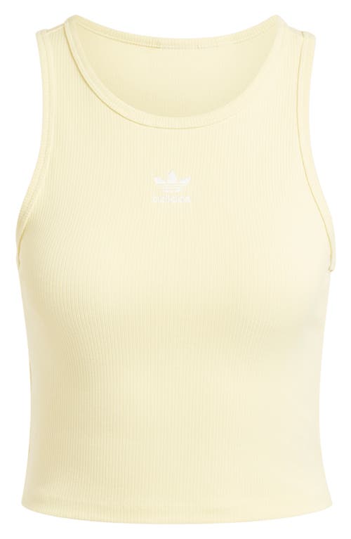 Shop Adidas Originals Adidas Essentials Lifestyle Rib Crop Tank Top In Almost Yellow