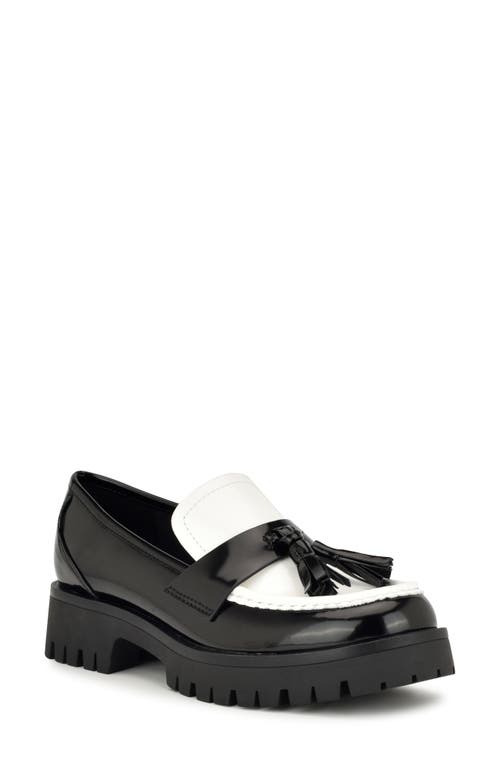 Nine West Garry Platform Tassel Loafer In Black/white