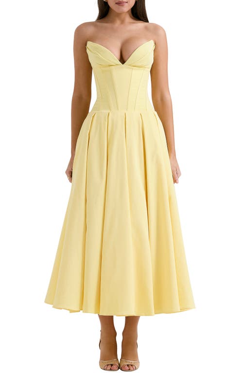 Shop House Of Cb Lady E Strapless Corset Gown In Sunshine