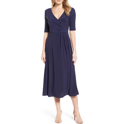 Chaus Laura Faux Wrap Midi Dress, Blue