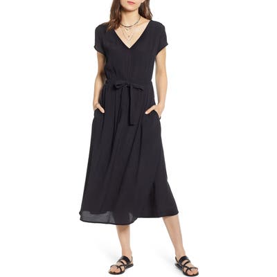 Treasure & Bond Cap Sleeve Midi Dress, Black