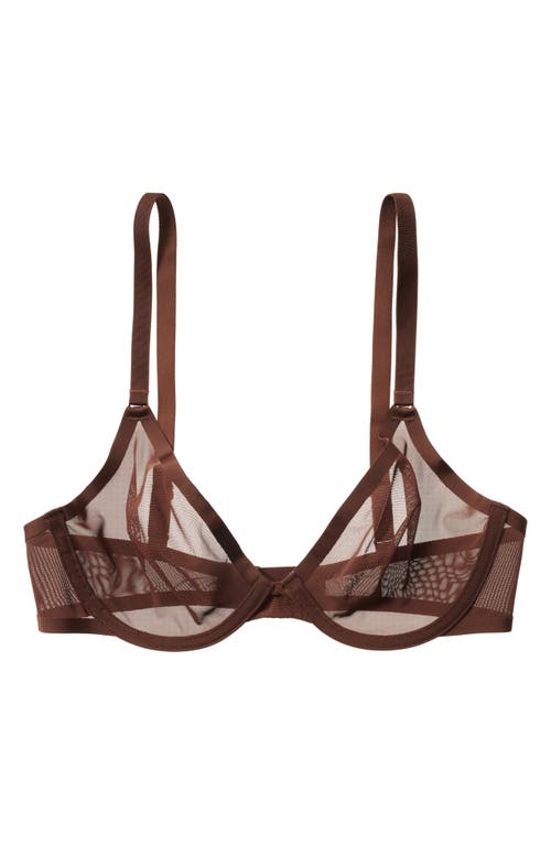 Cuup The Plunge Mesh Bra In Espresso