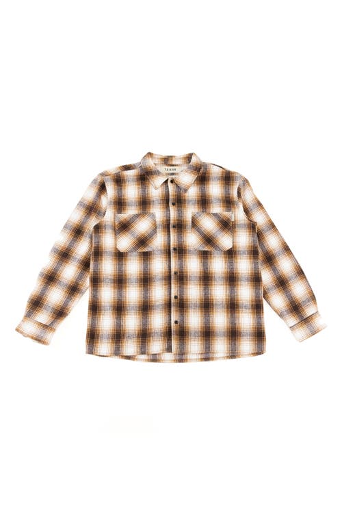 Plaid Heavyweight Button-Up Shirt in Brown