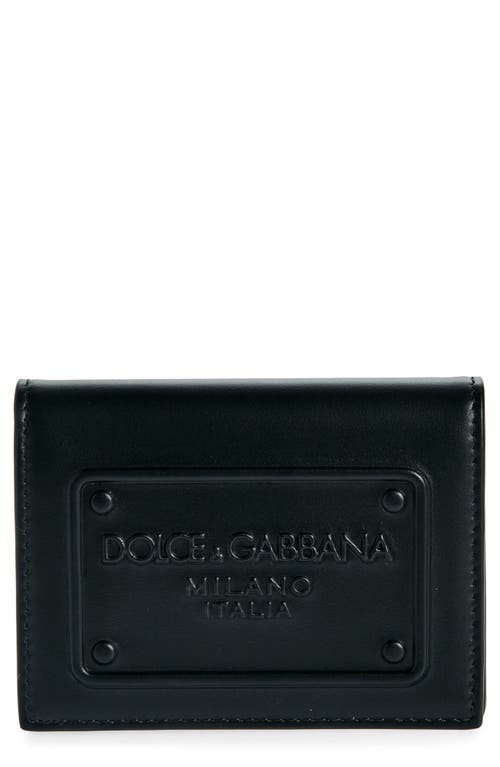 Dolce & Gabbana Logo Plaque Leather Card Holder in Nero at Nordstrom