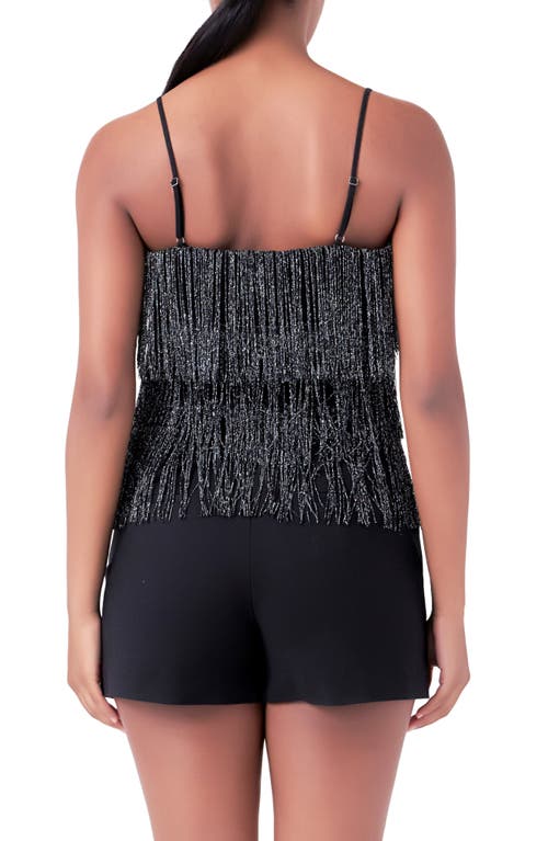 Endless Rose Beaded Fringe Top In Black