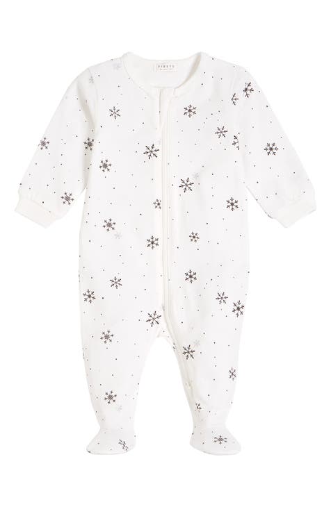 Snowflake Fitted One-Piece Stretch Organic Cotton Pajamas (Baby)