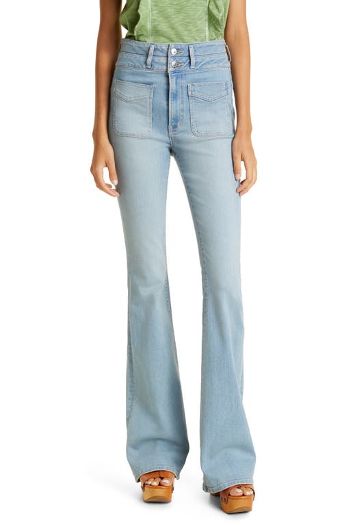 Veronica Beard Beverly Super Stretch Flare Leg Jeans Silver Surfer at Nordstrom,