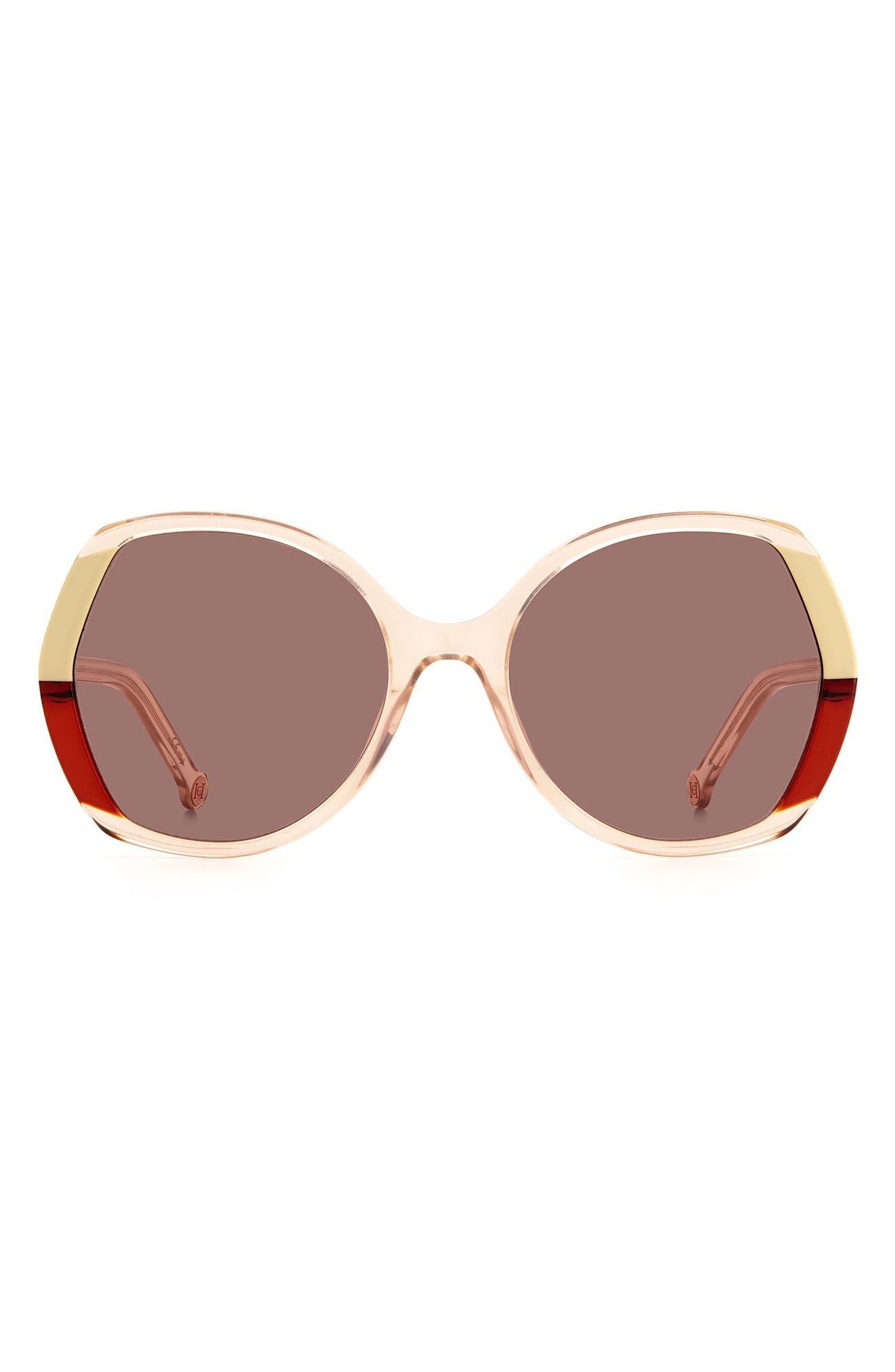 Carolina Herrera Square Sunglasses in Nude Beige /Burgundy at Nordstrom
