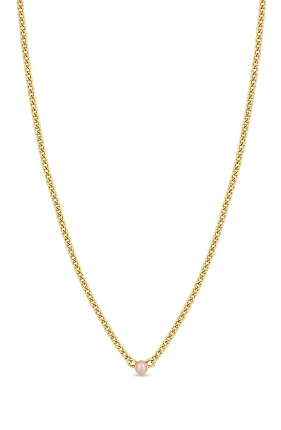 Shop Zoë Chicco Opal Pendant Necklace In Yellow Gold