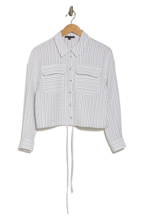Shop Adrianna Papell Pinstripe Drawstring Jacket In White/black