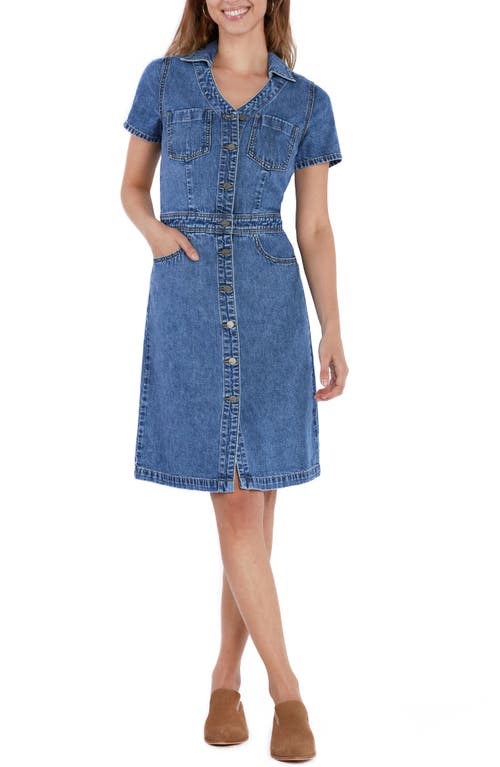 Wash Lab Denim Norma Retro Denim Shirtdress In Cool Blue