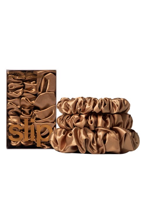 Slip 3-pack Large & Small Silk Scrunchie Set In Copper