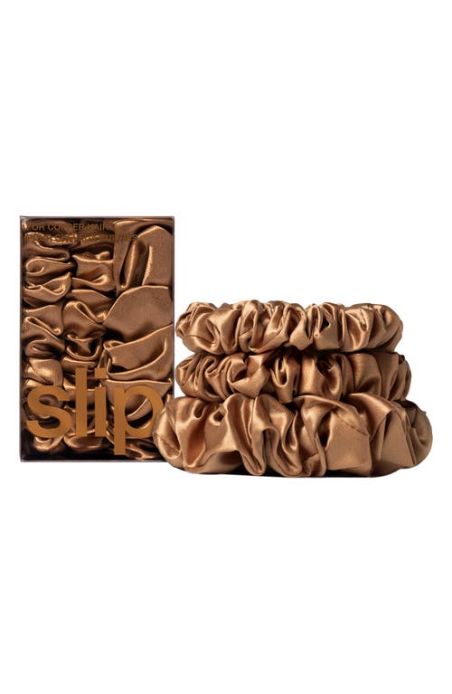 Shop Slip 3-pack Large & Small Silk Scrunchie Set In Copper