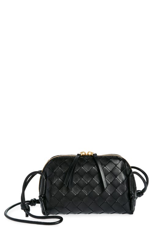 Bottega Veneta Mini Concert Intrecciato Leather Crossbody Bag in 8425 Black-Gold at Nordstrom