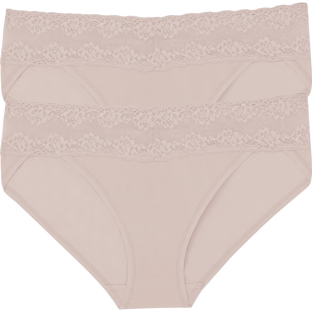 Natori Bliss Perfection Lace Trim One Size Bikini Brief 2-pack In Rose Beige