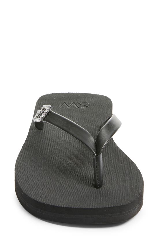 Stuart Weitzman Sw Crystal Thong Sandal In Black