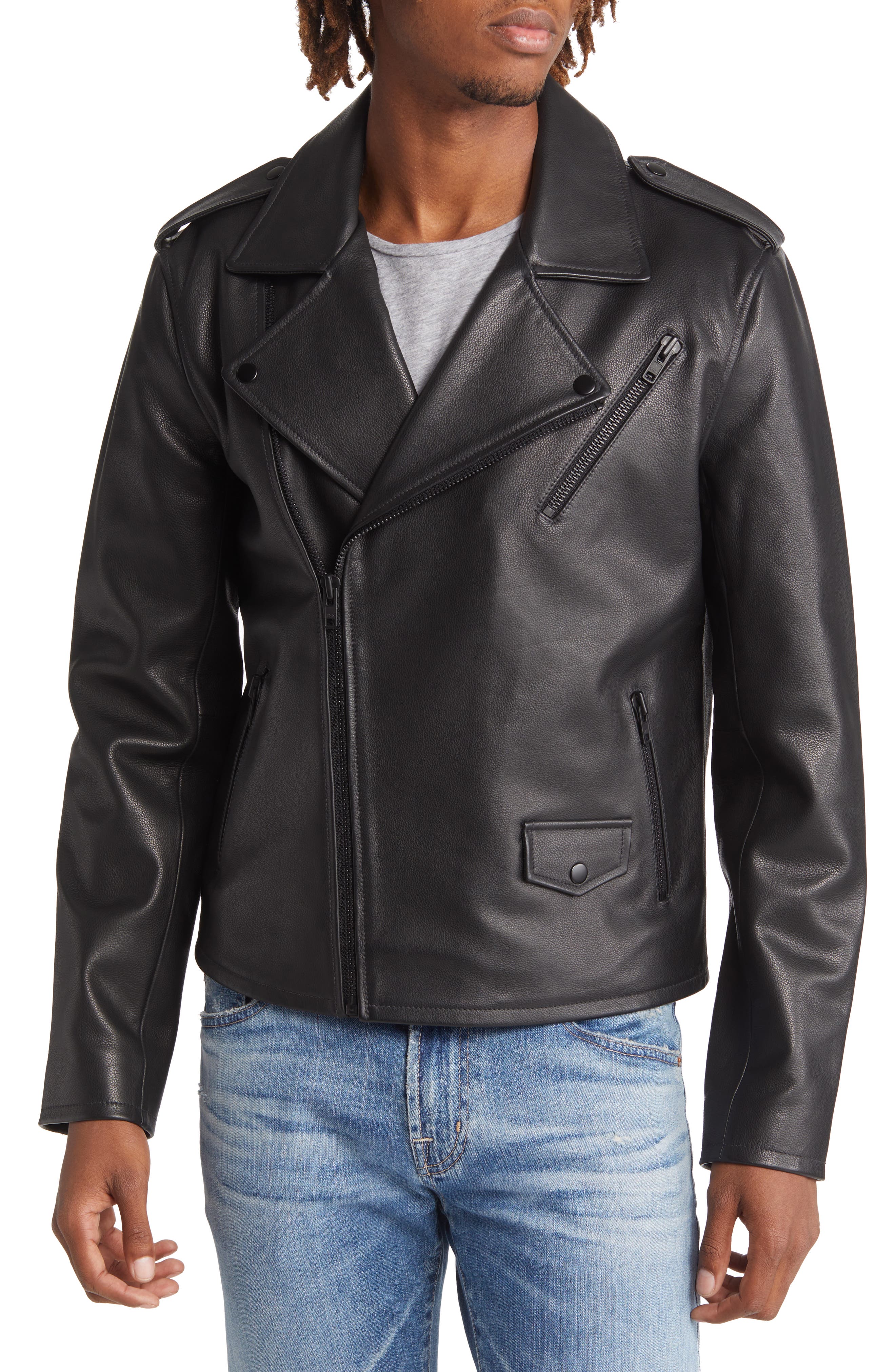 Treasure & Bond Monochrome Leather Biker Jacket Nordstrom