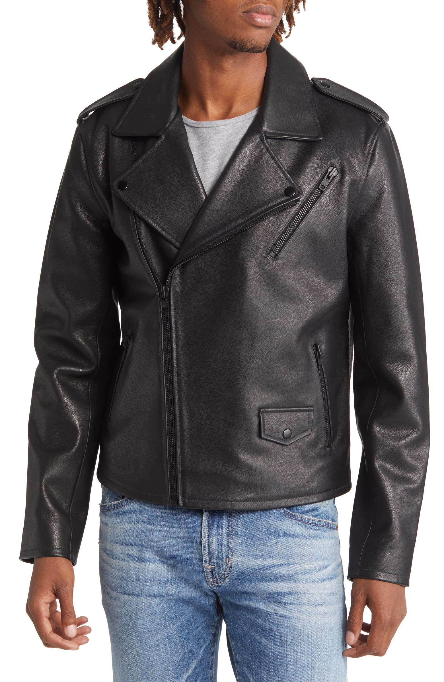 Treasure & Bond Monochrome Leather Biker Jacket | Nordstrom
