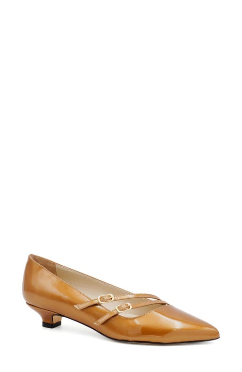 Shop Amalfi By Rangoni Alfa Pointed Toe Kitten Heel Pump In Whiskey Patent Pearl