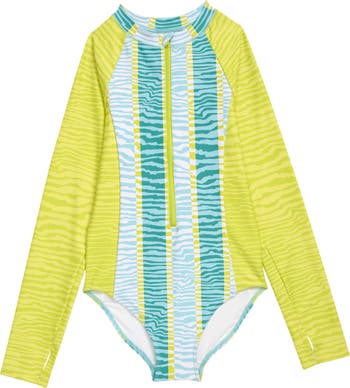 Zella Girl Kids' Trinity Long Sleeve One-Piece Rashguard Swimsuit