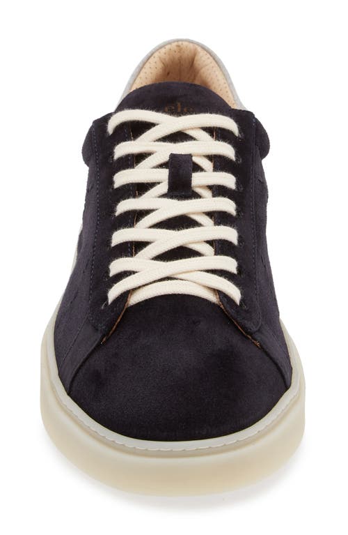 Eleventy Suede Low Top Sneaker In Navy