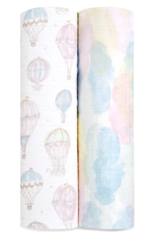 aden + anais Assorted 2-Pack Organic Cotton Muslin Swaddling Cloths in Above The Clouds Pink at Nordstrom