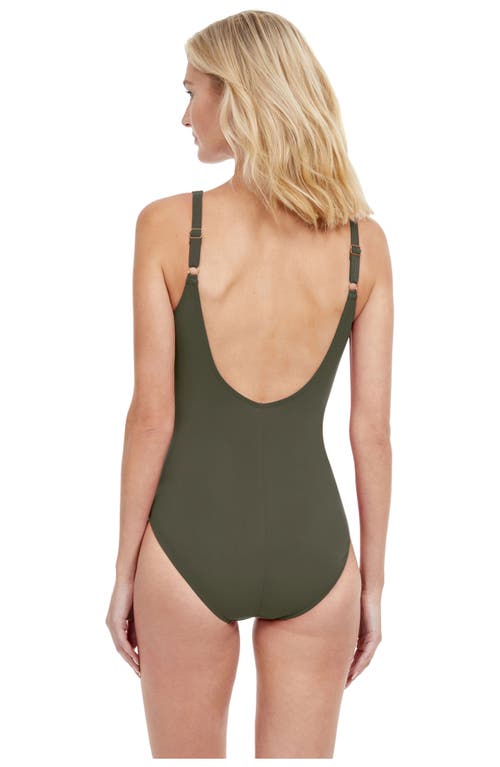 Shop Gottex Lattice Surplice One Piece Swimsuit In Olive