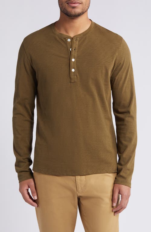 Long Sleeve Organic Pima Cotton Henley in Olive