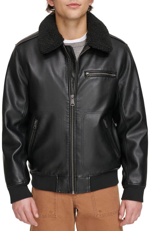 Shop Levi's Faux Leather & Faux Shearling Bomber Jacket In Black