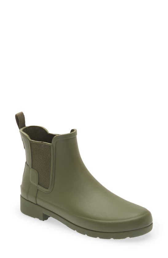 Hunter Refined Waterproof Chelsea Boot In Ismarken Olive