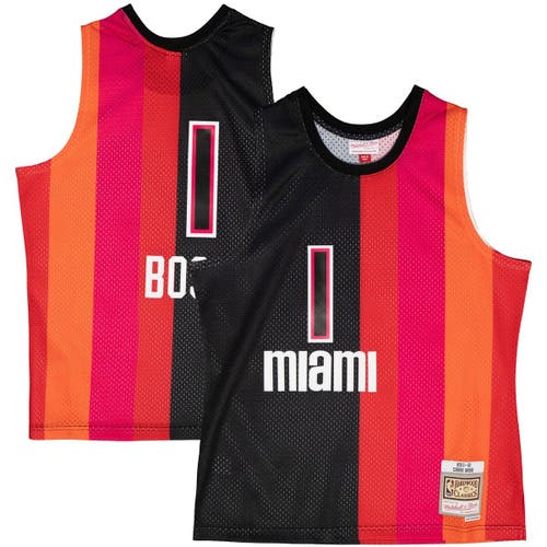 Men's Mitchell & Ness Chris Bosh Black/Red Miami Heat Hardwood Classics  2011-12 Split Swingman Jersey