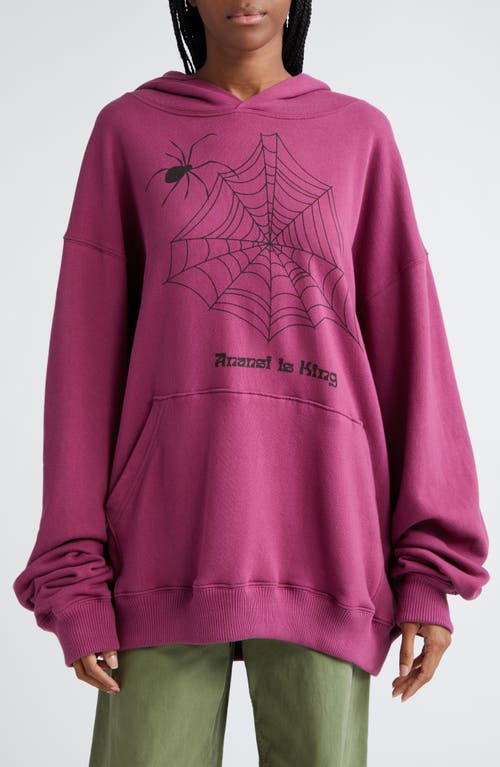 Anansi Is King Cotton Graphic Hoodie in Maroon