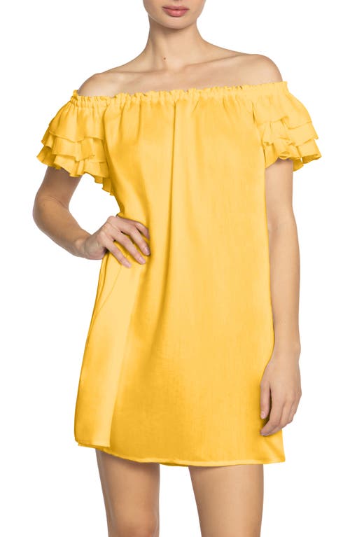 Robin Piccone Summer Ruffle Off the Shoulder Cover-Up Dress Yolk at Nordstrom,