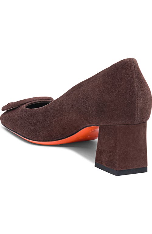 Santoni Suede Buckle Block-heel Pumps In Brown